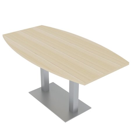 SKUTCHI DESIGNS 6 Person Boat Shaped Conference Table Square Metal Base, Harmony Series, 3X6, Maple HAR-BOT-34x70-DOU-XD08